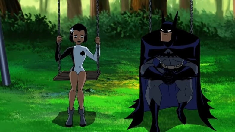 Batman sitting with Ace on Justice League Unlimited