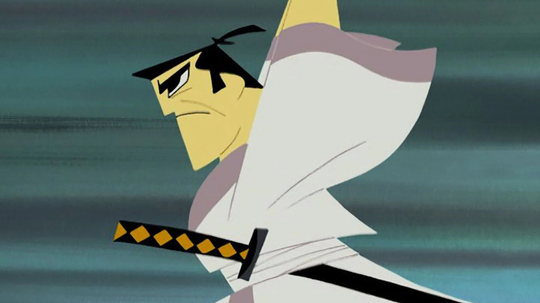 Samurai Jack with his hands over his head