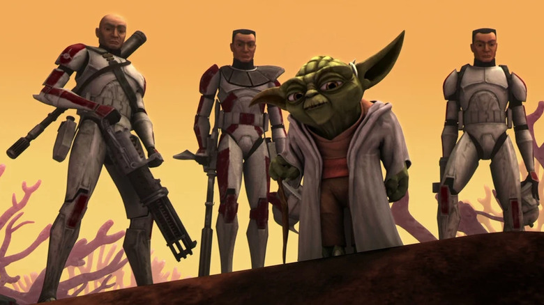 Yoda with stormtroopers on Star Wars: The Clone Wars