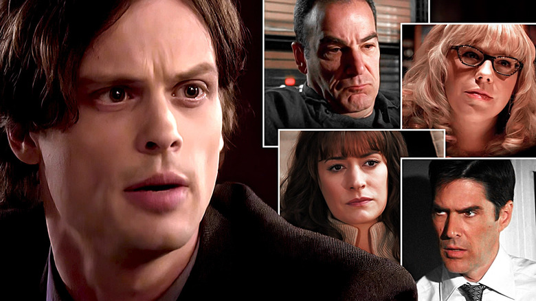 Images of Spencer Reid, Aaron Hotcher, Emily Prentiss, Jason Gideon, and Penelope Garcia edited together from various episodes of Criminal Minds