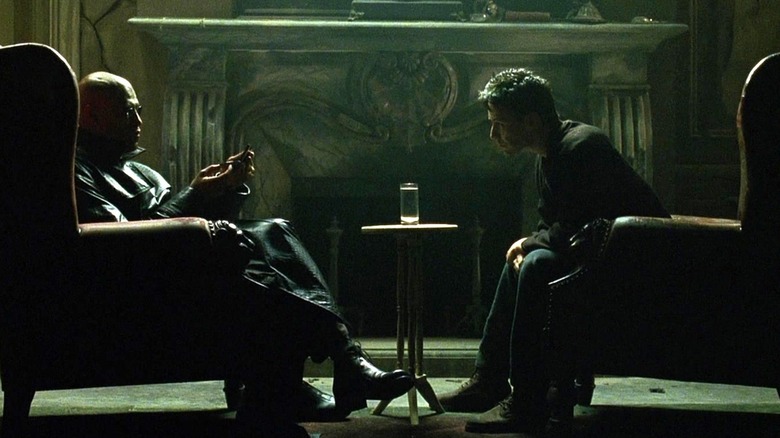 Morpheus talks to Neo