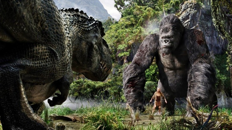 King Kong fights V-rex