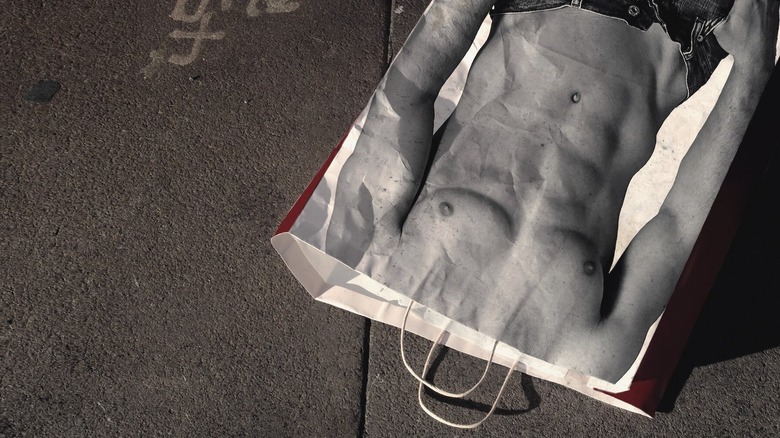 Abercrombie & Fitch bag discarded sidewalk