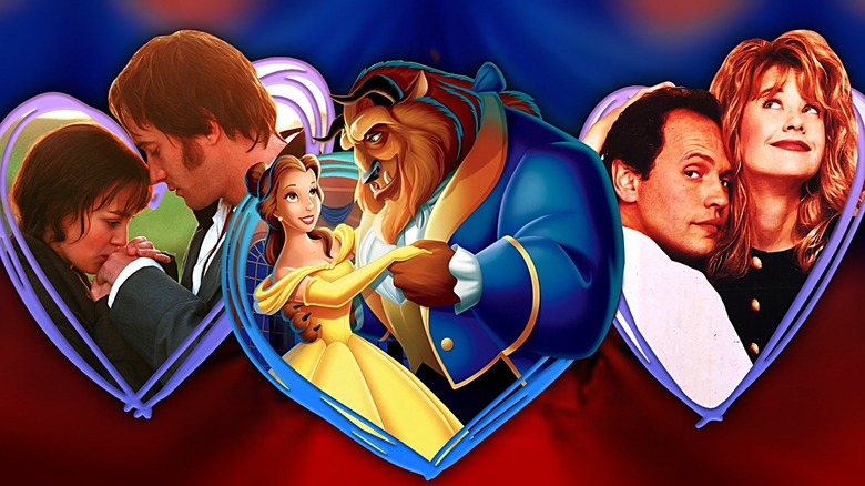 Pride and Prejudice Beauty and the Beast and When Harry Met Sally characters in hearts