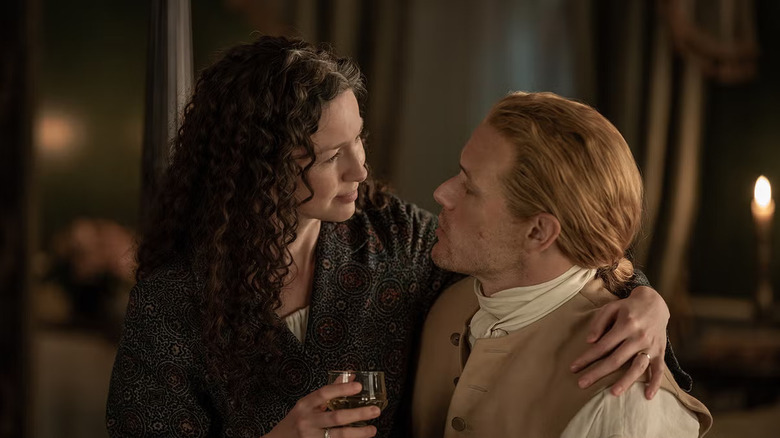 Catriona Balfe and Sam Heughan as Claire and Jamie Fraser in Outlander