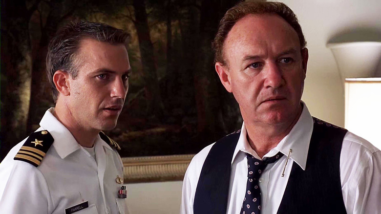 Kevin Costner and Gene Hackman glaring