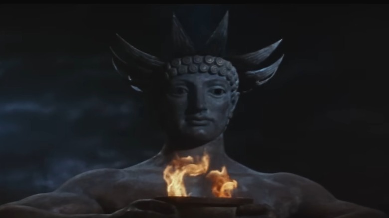 The statue of Apollo from The Colossus of Rhodes, holding a bowl of fire