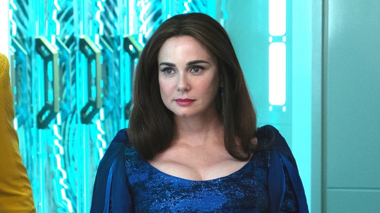 Amanda Grayson (Mia Kirshner) on the Enterprise on Star Trek: Strange New Worlds