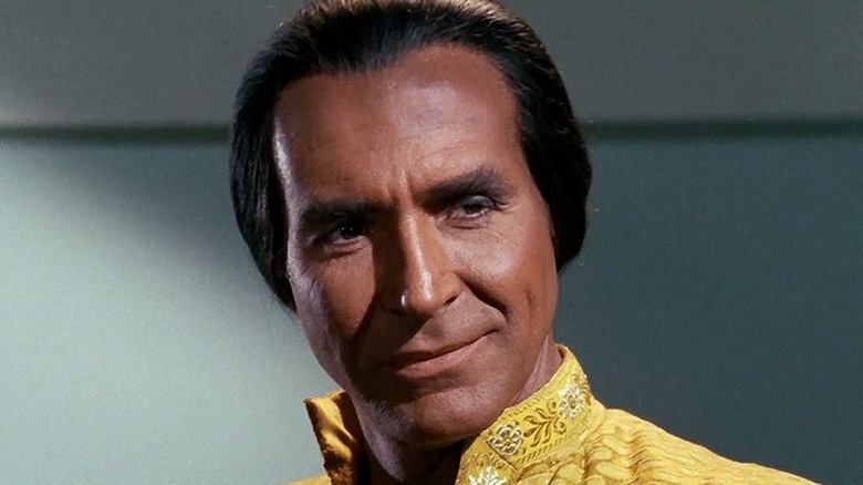 Khan Noonien Singh (Ricardo Montalbán) smirks on Star Trek: The Original Series