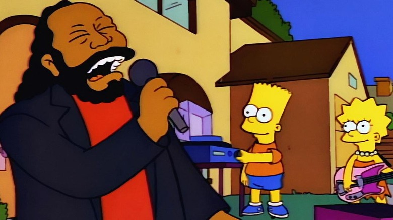 Barry White singing while Bart and Lisa play instruments