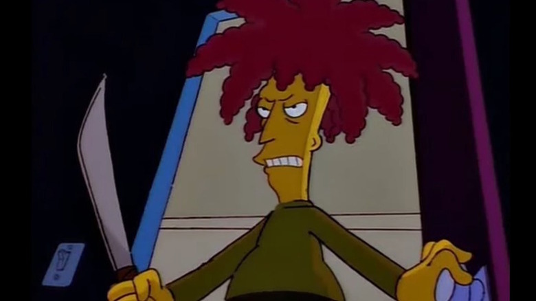 Sideshow Bob wielding a machete on The Simpsons