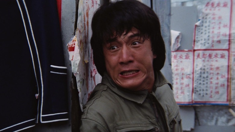 Jackie Chan makes funny face