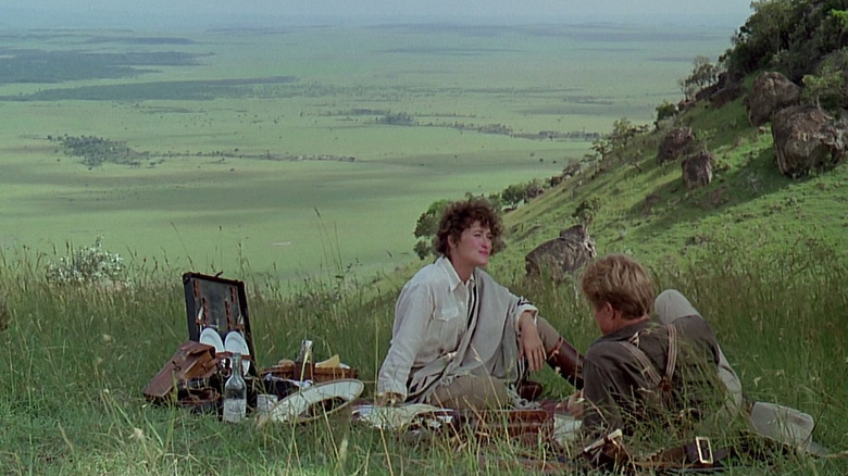 Meryl Streep as Karen and Robert Redford as Denys having a picnic in Out of Afriaca