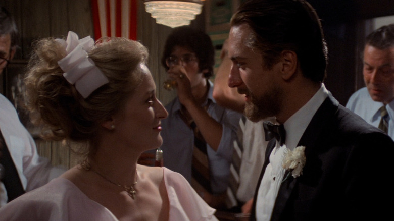 Meryl Streep as Linda smiling at Robert De Niro as Mike in The Deer Hunter