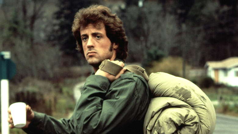 Stallone with backpack