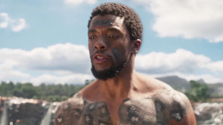 Chadwick Boseman as T'Challa claims his throne and Black Panther powers.