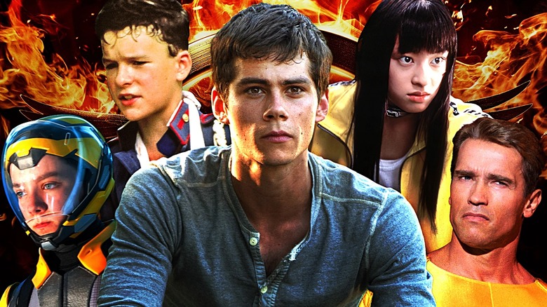 Asa Butterfield (Ender's Game), Balthazar Getty (Lord of the Flies), Dylan O'Brien (The Maze Runner), Chiaki Kuriyama (Battle Royale) and Arnold Schwarzenegger (The Running Man) in their deadly games