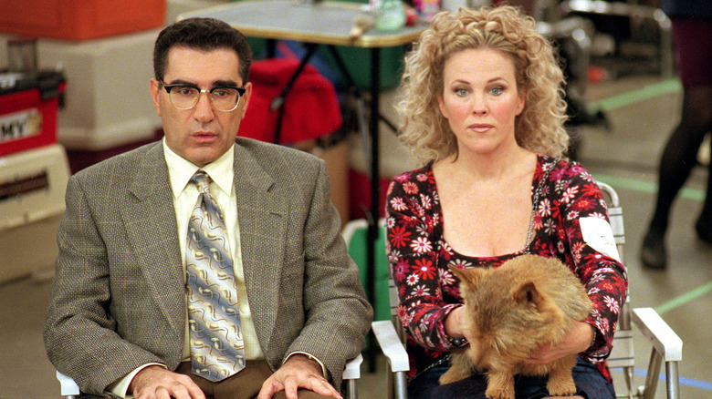 Eugene Levy as Gerry Fleck sits next to Catherine O'Hara as Cookie Fleck in Best In Show