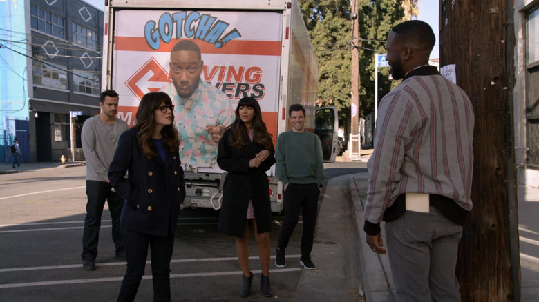 Winston revealing his master prank to his friends on New Girl