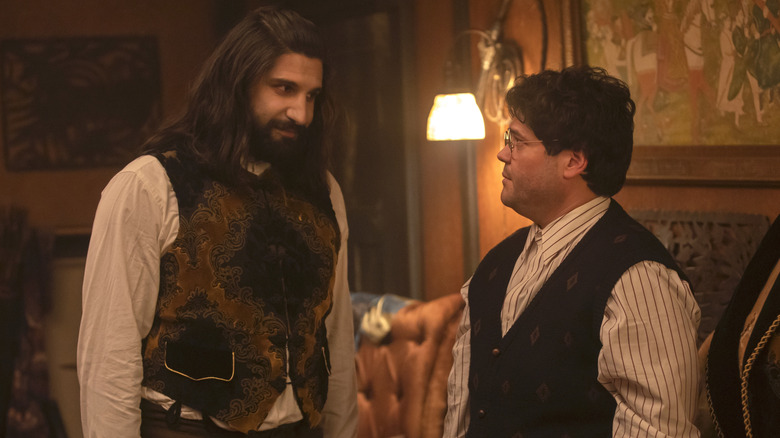 Nandor and Guillermo looking at each other in What We Do in the Shadows