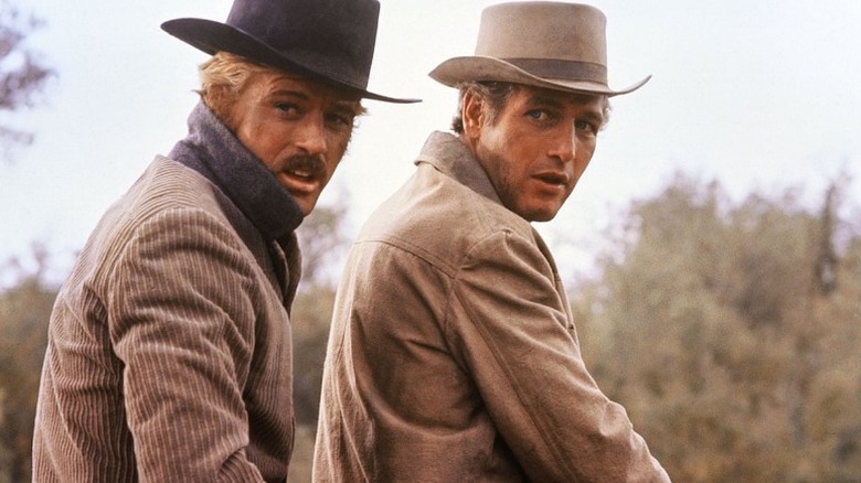 Robert Redford and Paul Newman ride horse Butch Cassidy and the Sundance Kid