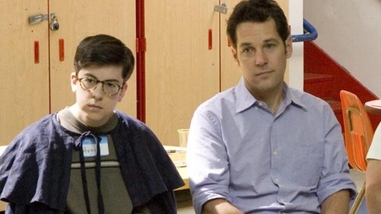 Paul Rudd looking bored with teenage LARPer