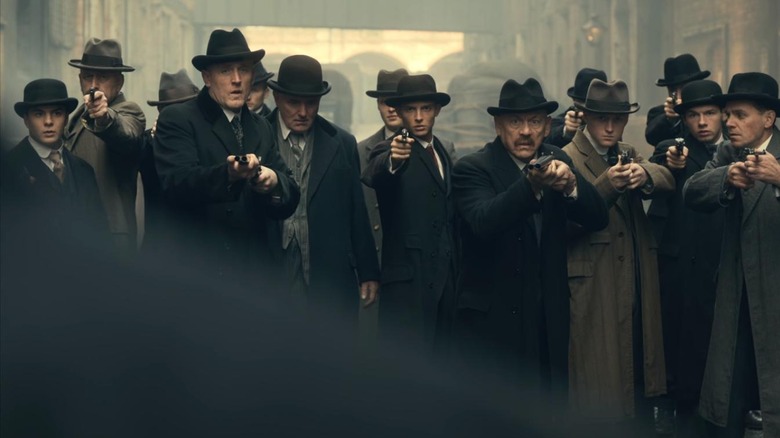 Billy Kimbers' men pointing guns Peaky Blinders