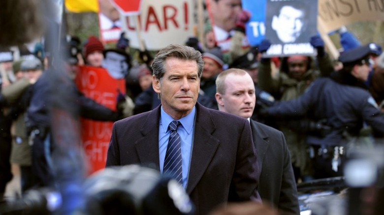 Pierce Brosnan crowd protest Ghost Writer