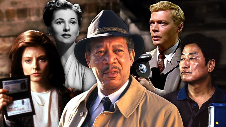 Morgan Freeman in Se7en, Jodie Foster in Silence of the Lambs, Joan Fontaine in Rebecca, Karlheinz Böhm in Peeping Tom, and Song Kang-ho in Parasite