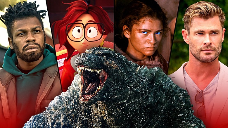 John Boyega as Fontaine in They Cloned Tyrone, Katie from The Mitchells vs. the Machines, Zendaya as Chani in Dune: Part Two, Chris Hemsworth as Abnesti in Spiderhead, and the eponymous Godzilla Minus One