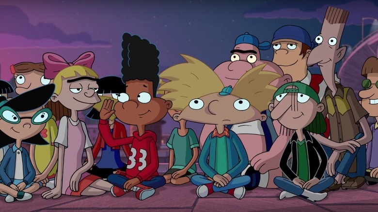 Arnold sitting among his friends in Hey Arnold! The Jungle Movie