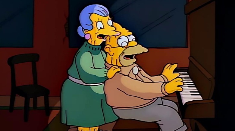 Bea Simmons and Grampa Simpson singing