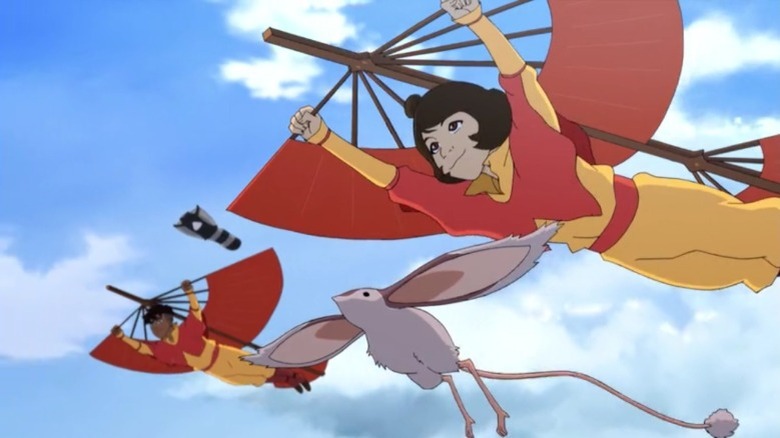 Jinora and Kai flying