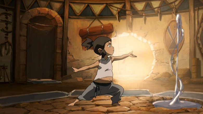 Korra waterbending as a child