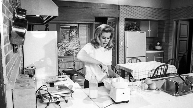 Samantha cooking in kitchen in Bewitched