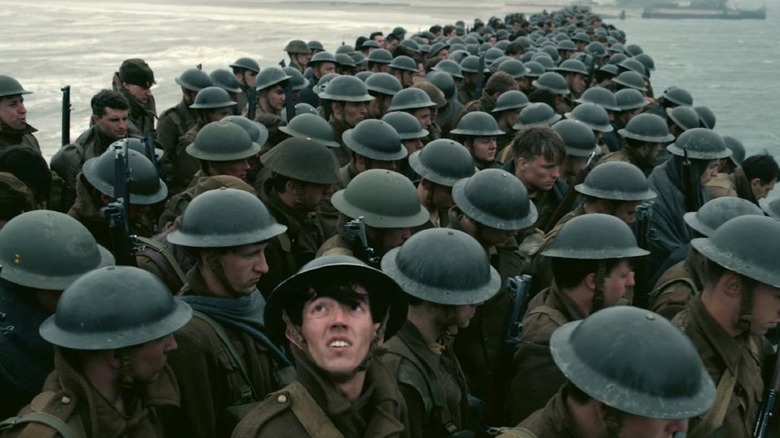 British soldiers await transport in Dunkirk