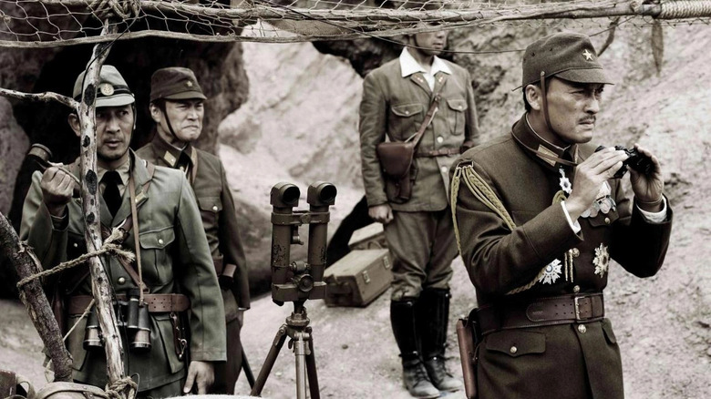 Ken Watanabe as General Kuribayashi and his men survey the battle in Letters from Iwo Jima