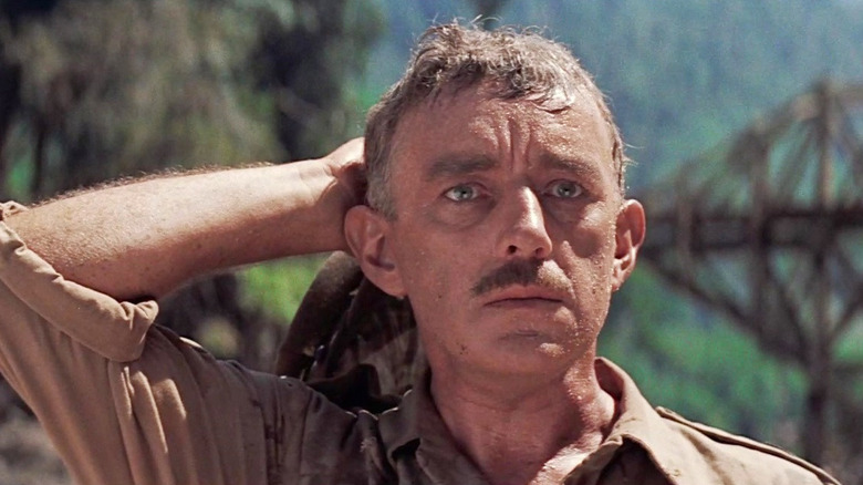 Col. Nicholson (Alec Guinness) looks frightened in The Bridge on the River Kwai