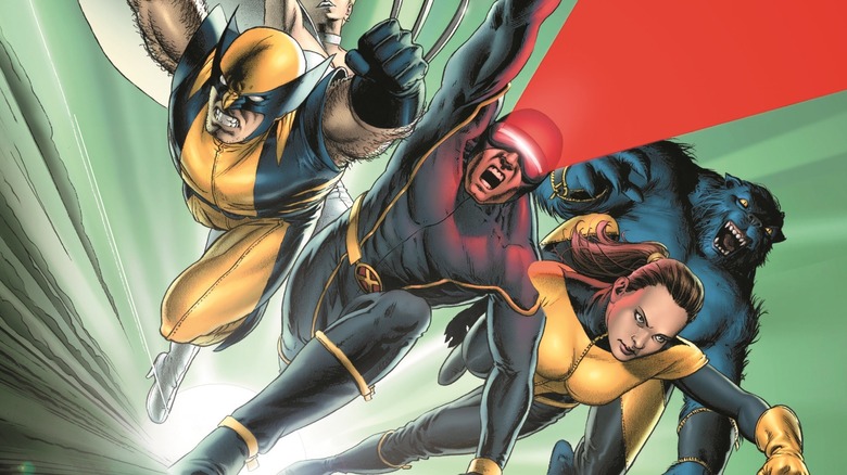 X-Men leaping into battle