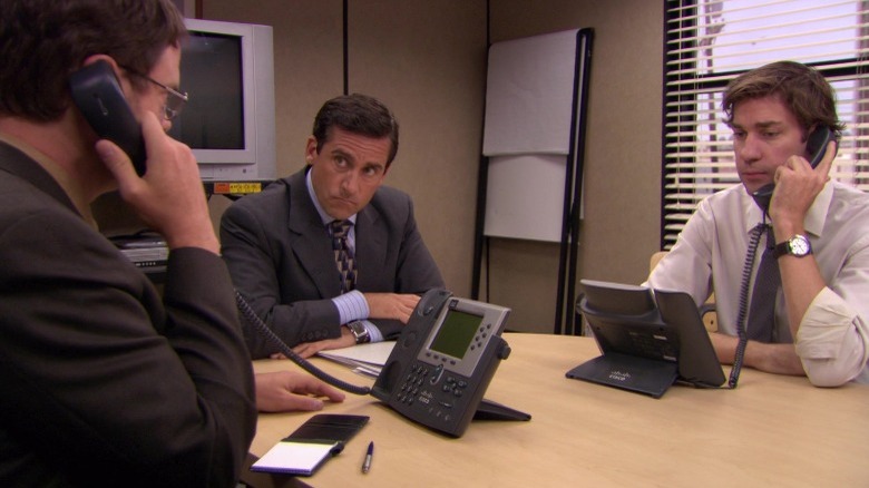 michael staring at dwight the office