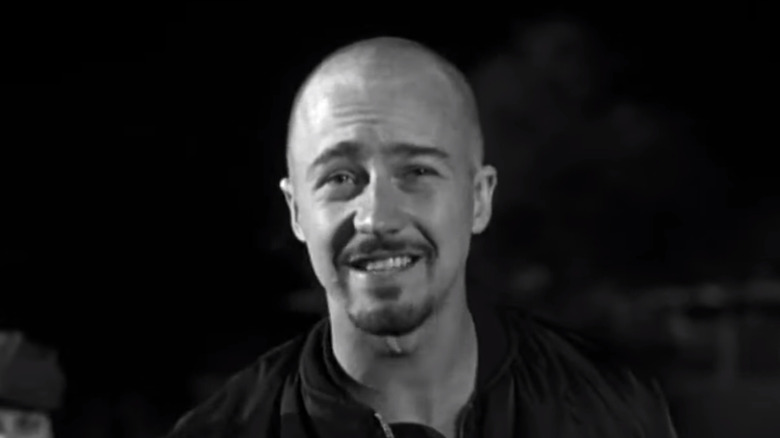 Edward Norton smirks