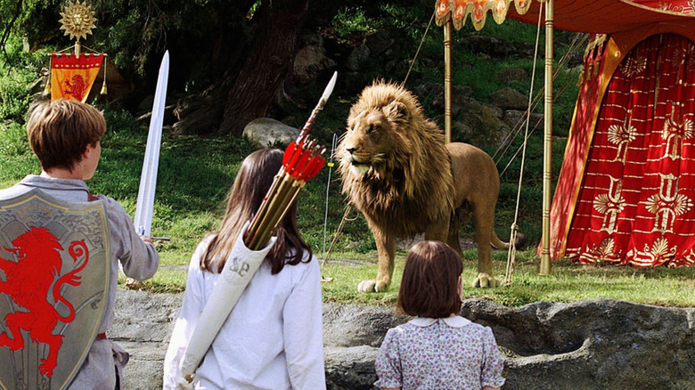 Aslan with the children