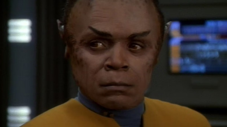 Tuvix (Tom Wright) purses his lips in Star Trek: Voyager