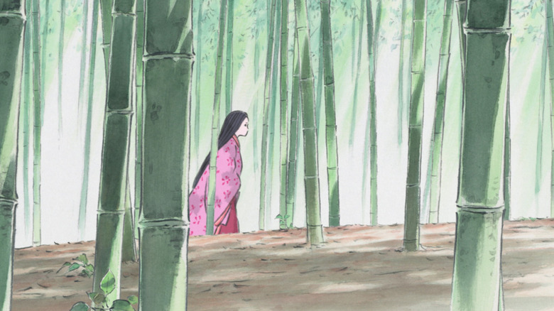 Kaguya walks through a bamboo forest in The Tale of Princess Kaguya