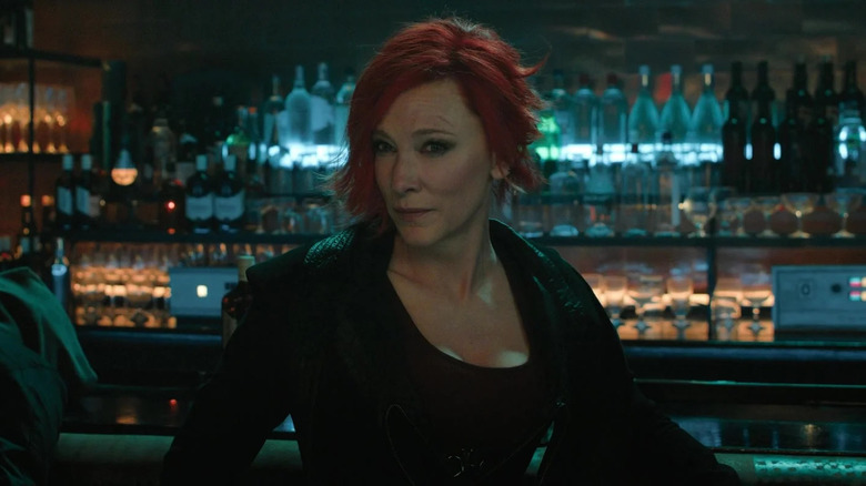 Cate Blanchett as Lilith, leaning against a bar in the 2024 Borderlands film