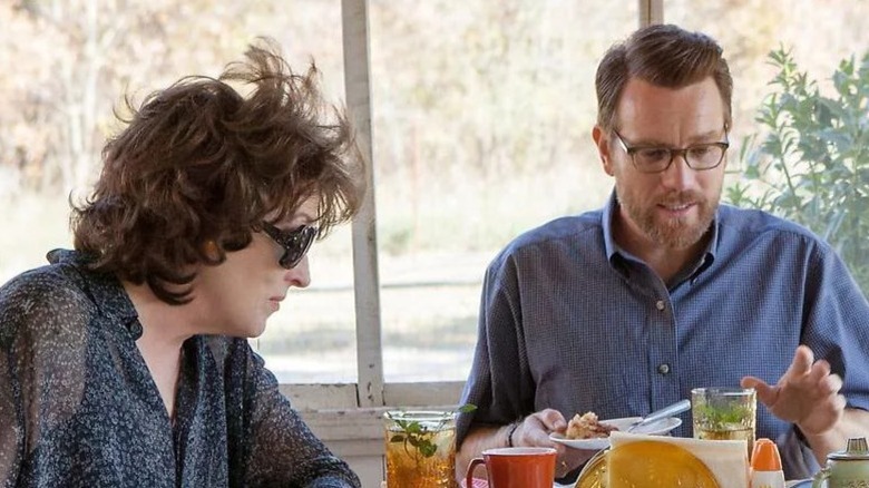 Weston family eating breakfast August: Osage County