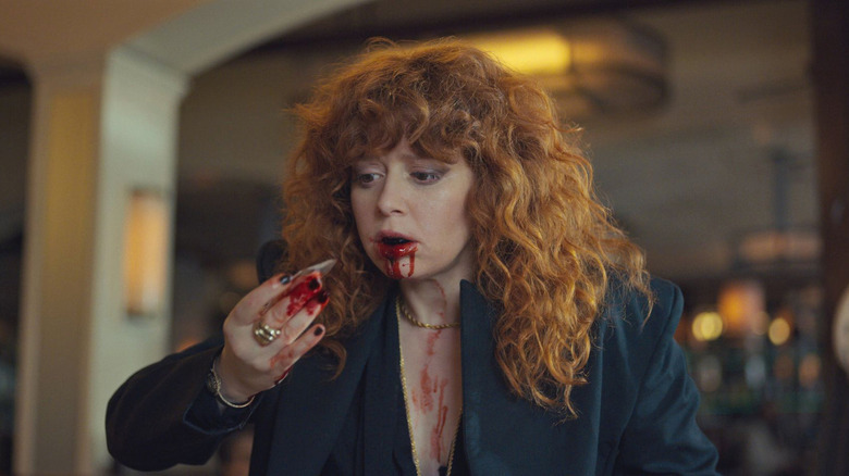 Natasha Lyonne's mouth bleeds in Russian Doll