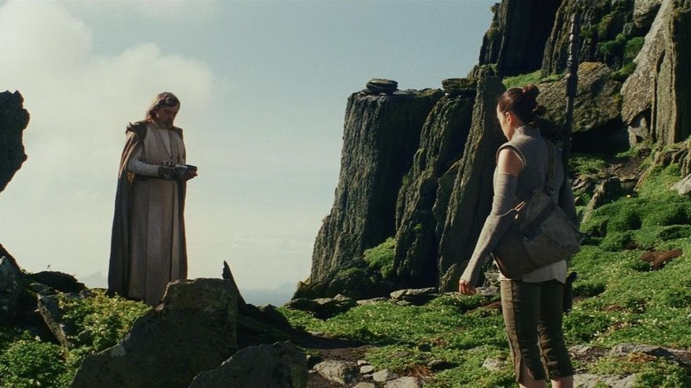 Rey meets Luke on Ahch-To