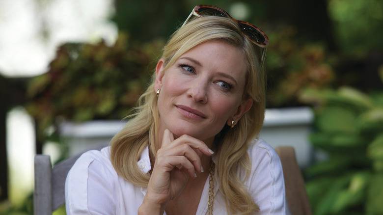 Cate Blanchett's Jasmine stares intently in Blue Jasmine