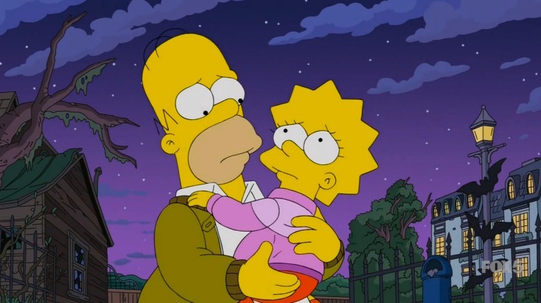 Homer embracing scared Lisa